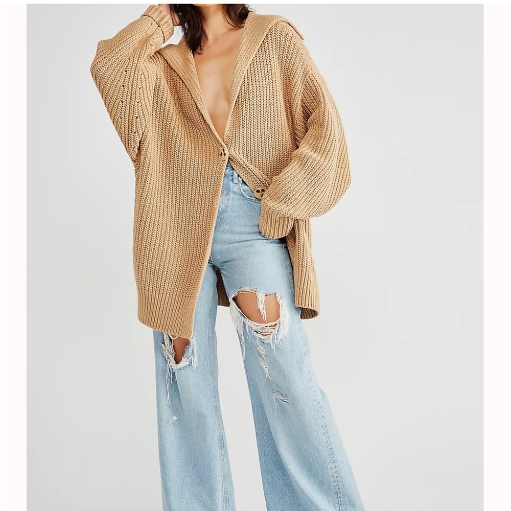 Free People Swim Too Deep Cardigan Dark Green
